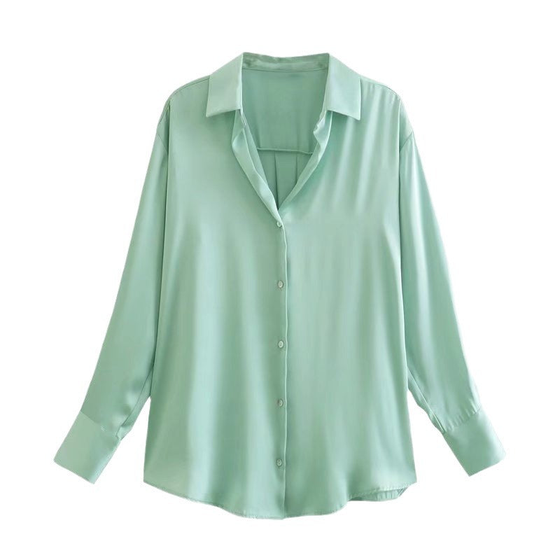 7-color Silk Satin Blouse Top