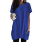 Loose Side Pocket Shiying Mid-length Thigh-length Short Sleeve Top For Women