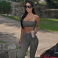 Tube Top Slim Fit Tied Skinny Pants Suit