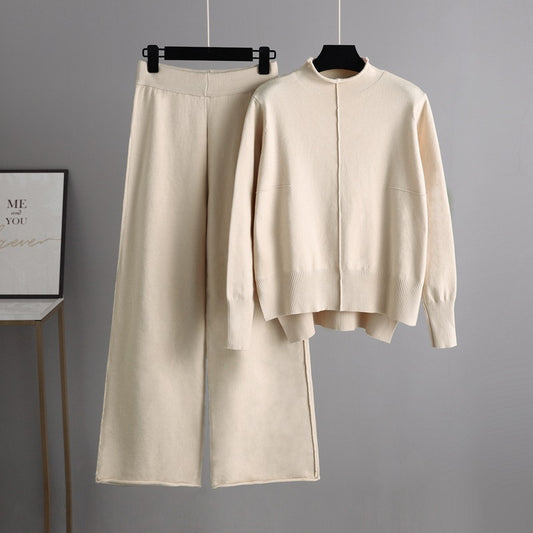 Knitted Sweater Two-piece Loose Casual Wide Leg Pants