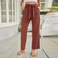 Womens Solid Color Casual Wide-leg Trousers