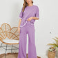 New Knitting Suit Sweater Suit Short Sleeve Pullover Wide Leg Pants