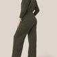 Long Sleeve Wide Leg Jumpsuit Rompers Zipper And Lapel Sweatshirt Suit Women