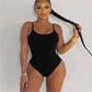 Sling Backless Tether Plus Size Solid Color Triangle One-piece Swimsuit