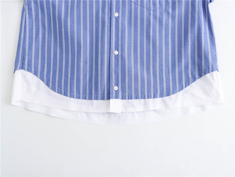 Lapel Long Sleeve Single-breasted Striped Shirt