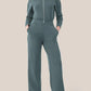 Long Sleeve Wide Leg Jumpsuit Rompers Zipper And Lapel Sweatshirt Suit Women