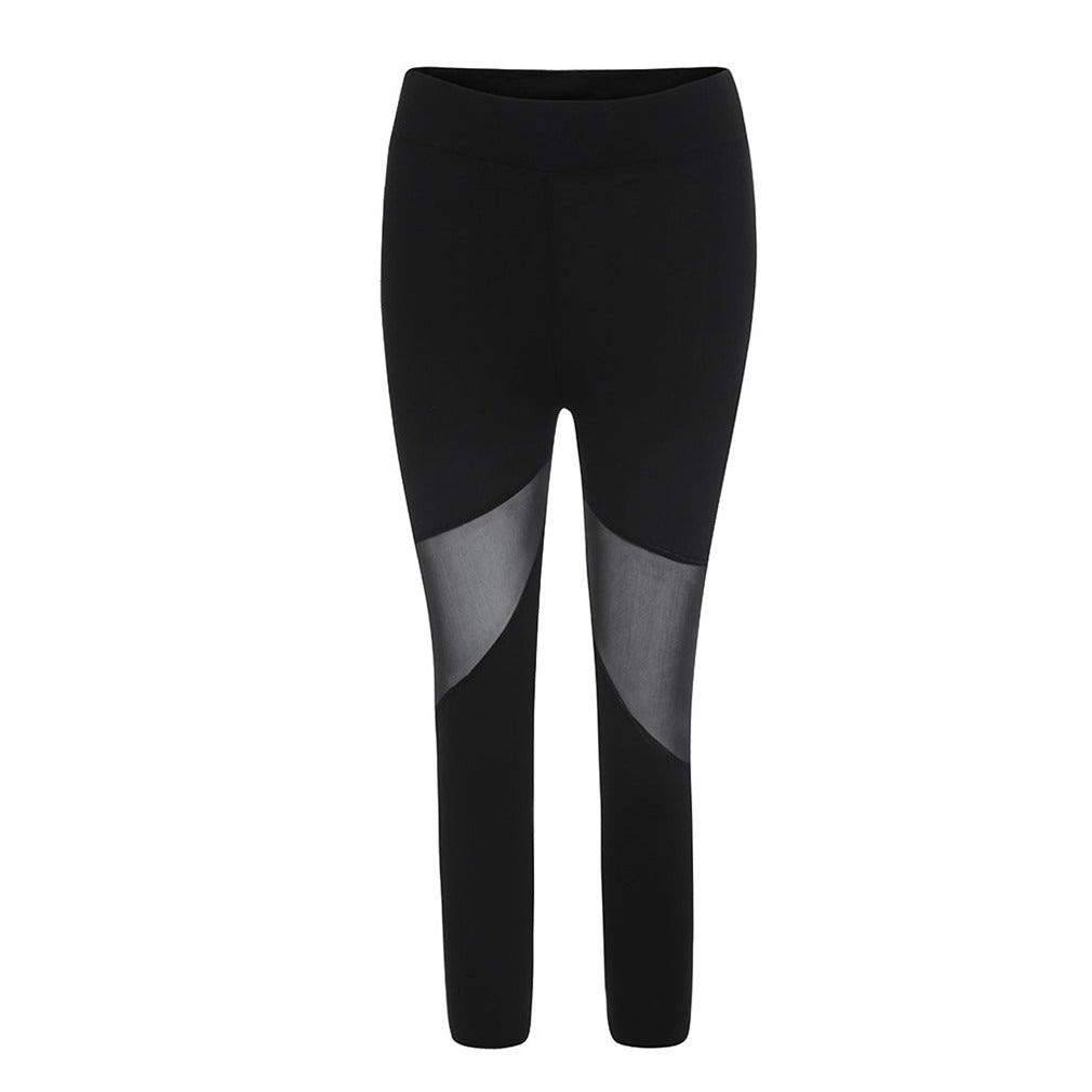 Mesh Stitching Capri Pants Sports Yoga