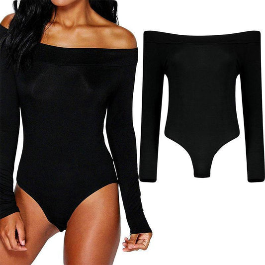 Loose Solid Women Off Shoulder Bodysuit Top Stretch Autumn