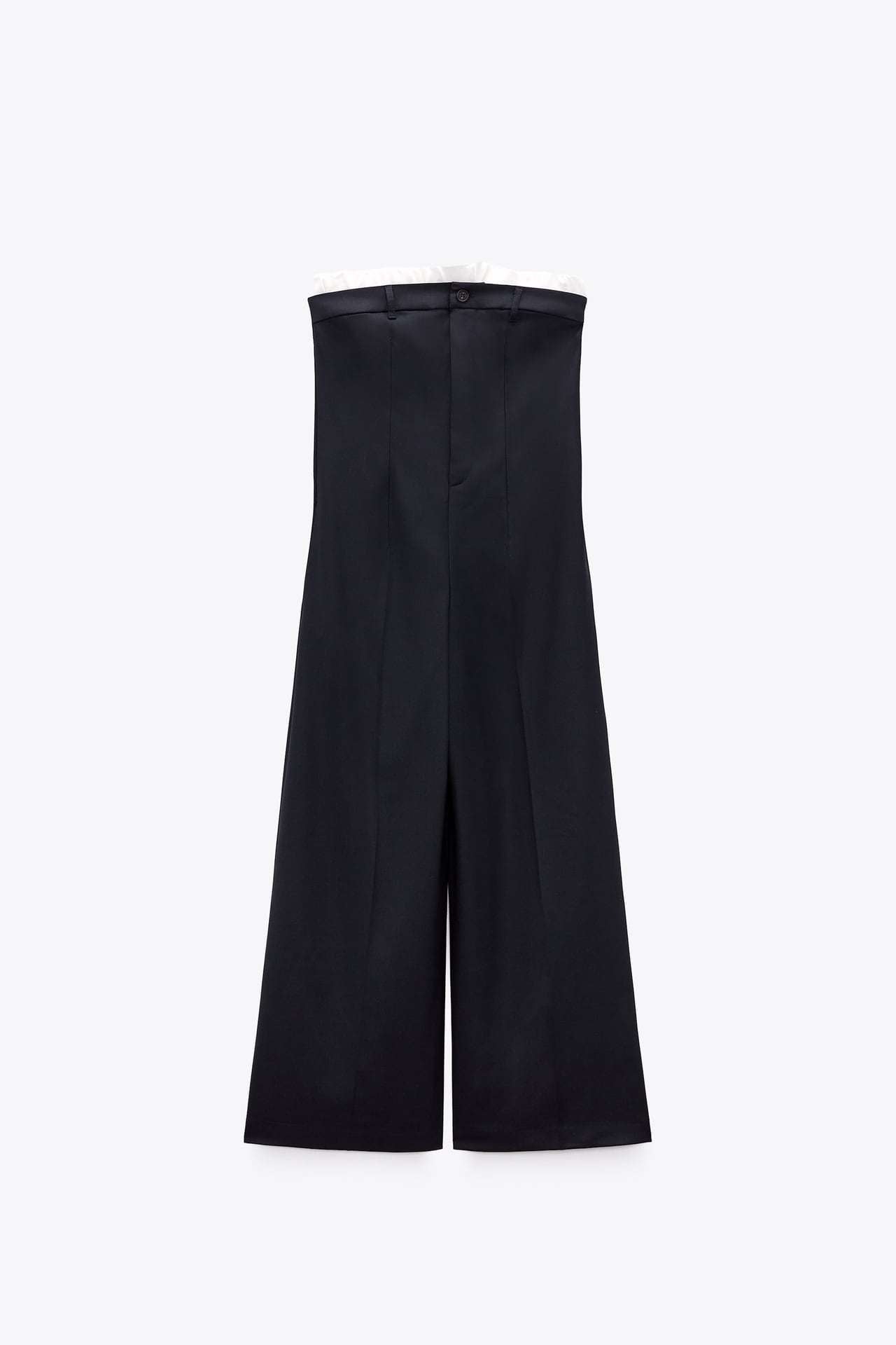 Contrast Color Off-neck Tube Top Jumpsuit Stitching Wide Leg