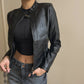 Women's American Motorcycle Black PU Leather Coat