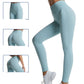 High Waisted Threaded Gym Pants Solid Color Plus Size Seamless