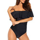 One-piece Cut-out Ruffled Strap Tube Top Swimsuit