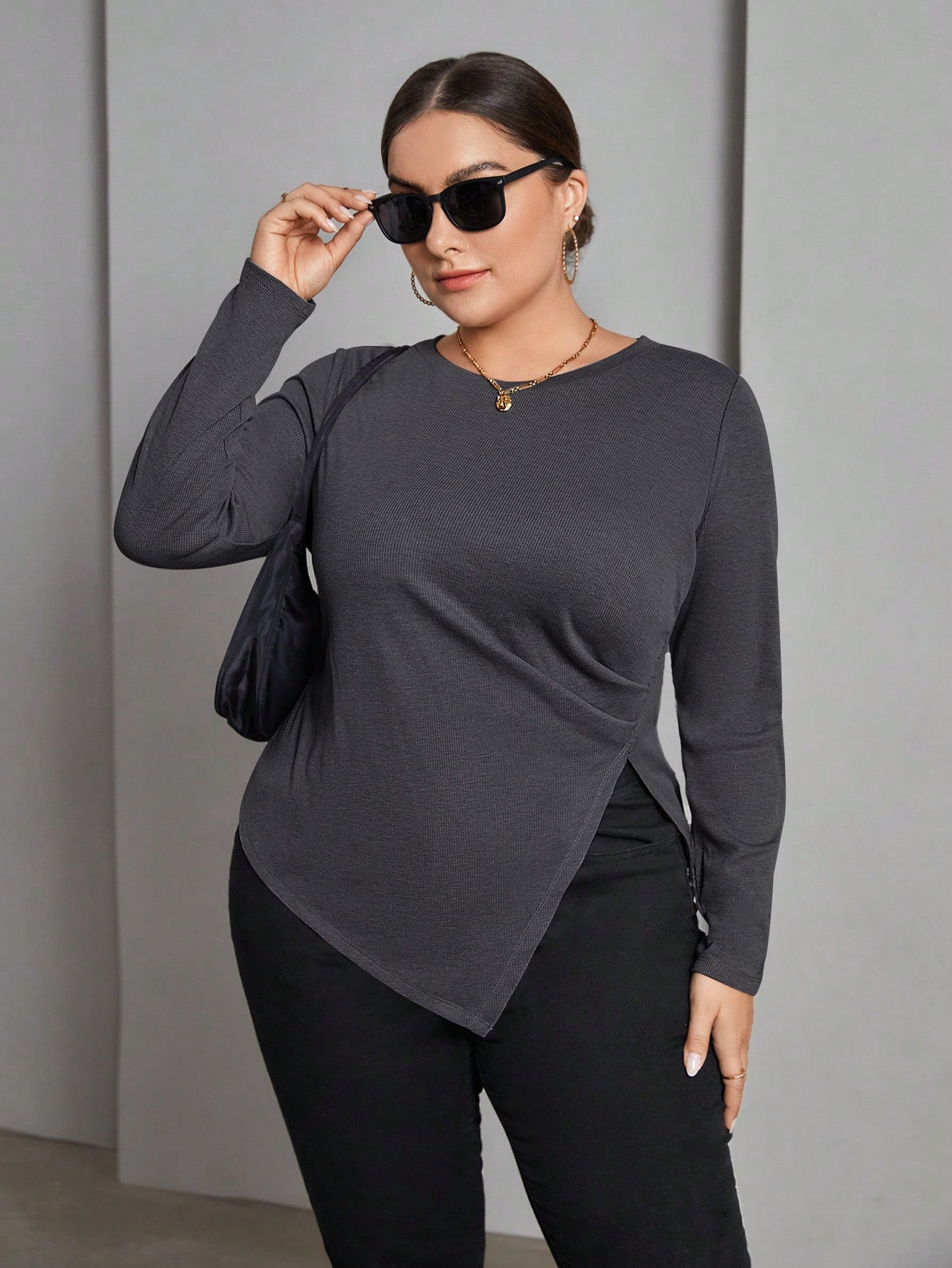 Irregular Slit Versatile Slim-fit Bottoming Top