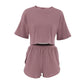 Fashionable Knitted Short Sleeve Pajamas Two-piece Set Casual And Comfortable