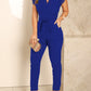 European And American Women's V-neck Pleated Fly-sleeve Jumpsuit