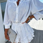 Fashion Cotton Linen Shirt Skirt Outfit