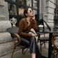 High-grade Polyester Top Slim Fit Leather Pants Adult Lady Like Woman Two Pieces