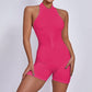 European And American Quick-drying Pleated No Embarrassment Line Tight Zipper Peach Hip Jumpsuit