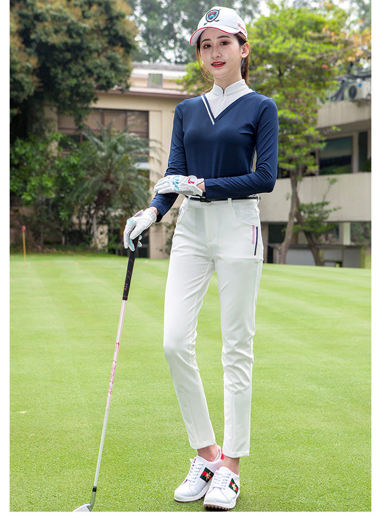 Golf Women's Long-sleeved T-shirt Stand-up Collar Sunscreen Korean Version Of Slim Sports