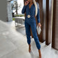 Long Sleeve Belt Waist Overall Suit Pants