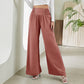 Fashion Straight Wide Leg Pants Elastic High Waist Casual Trousers For Women