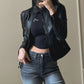 Women's American Motorcycle Black PU Leather Coat