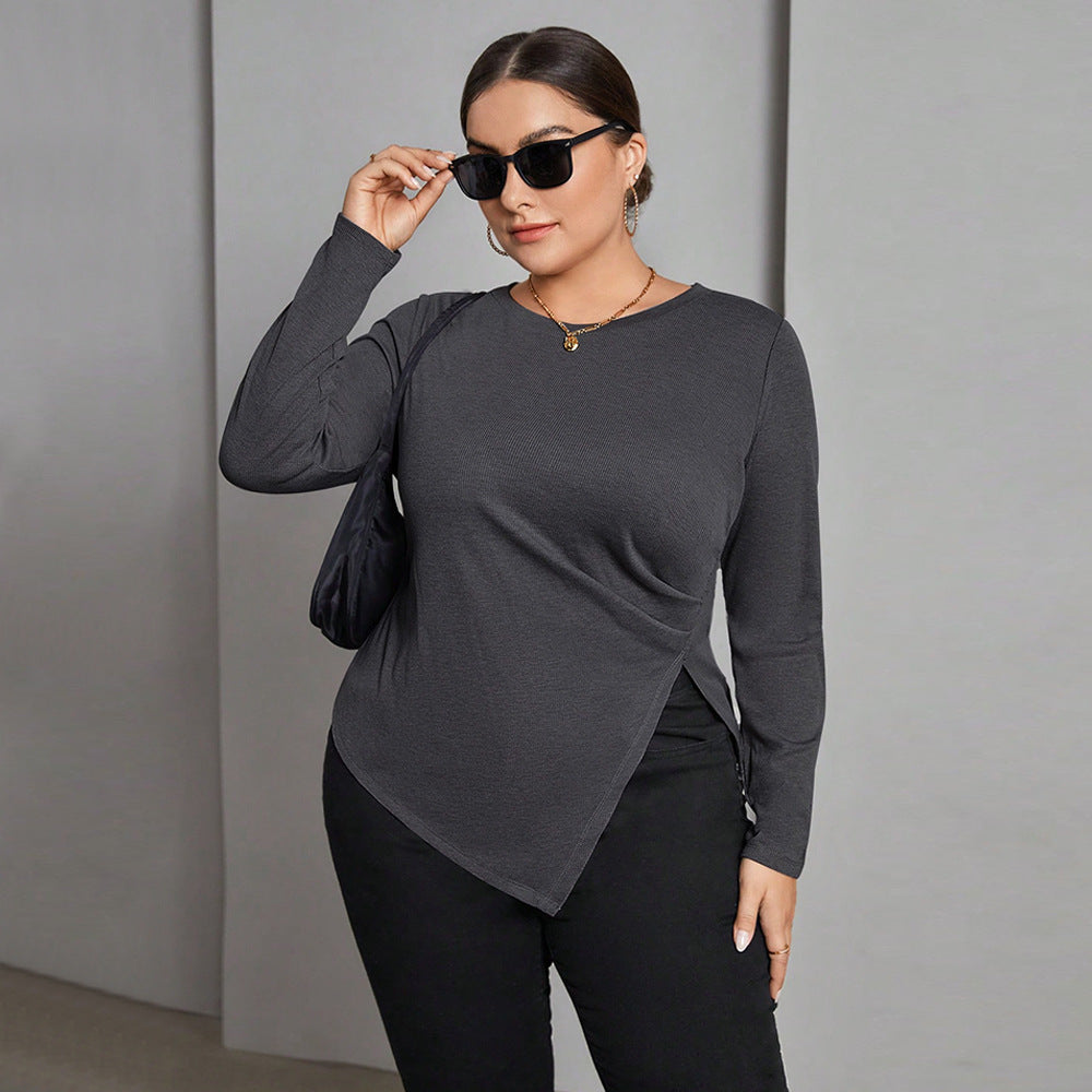 Irregular Slit Versatile Slim-fit Bottoming Top