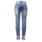 Women's Jeans European And American Trendy High Waist Beaded Skinny Tappered Pants