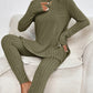 Women's Fashion Casual Long Sleeve Irregular Round-neck Shirt Elastic High Waist Trousers Suit