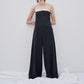 Contrast Color Off-neck Tube Top Jumpsuit Stitching Wide Leg