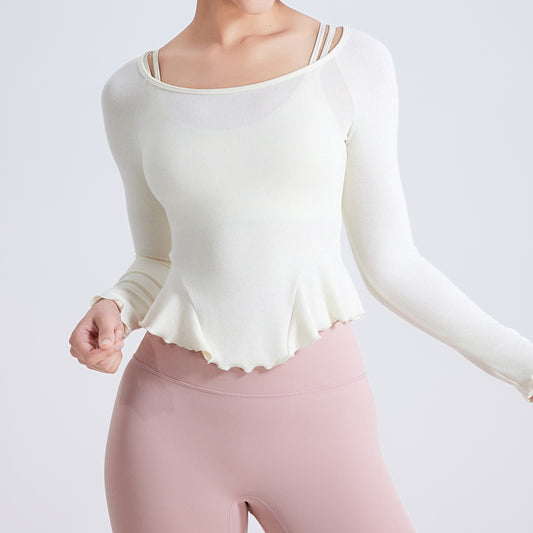 Cross-border Brushed Nude Feel Lace Yoga Clothing Top