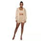 Fashion Casual Solid Color Cardigan Hooded Shorts Women's Two-piece Suit