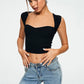 Crop Top Sweetheart Solid Ribbed Sleeveless